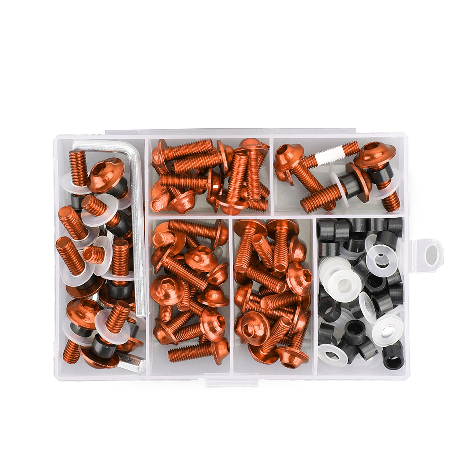 158x Motorbike Orange Fastener Clip Screw Kit Windscreen Fairing Bolt Universal