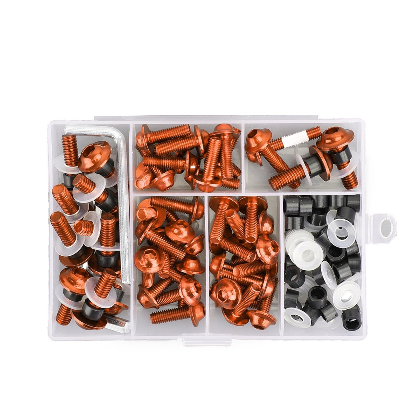 Kit de boulons de carénage de pare-brise de moto, 158x, Clip de fixation, vis Orange