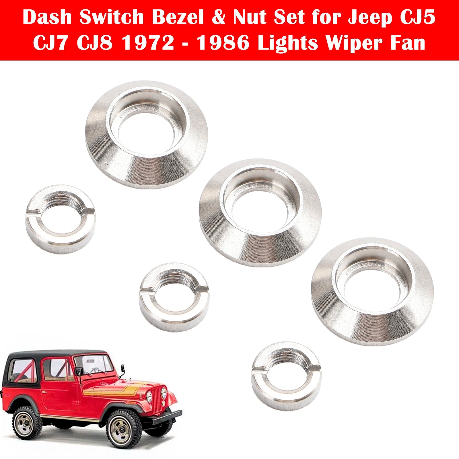 Dash Switch Bezel & Moer Set voor Jeep CJ5 CJ7 CJ8 1972 - 1986 Verlichting Ruitenwisser Fan