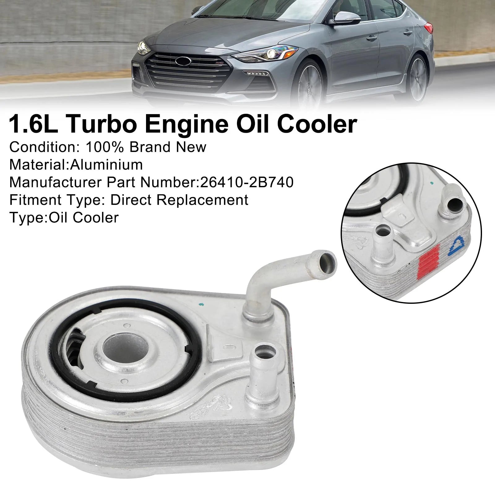 2017-2019 Hyundai Elantra 1.6L Refrigerador de óleo do motor 26410-2B740