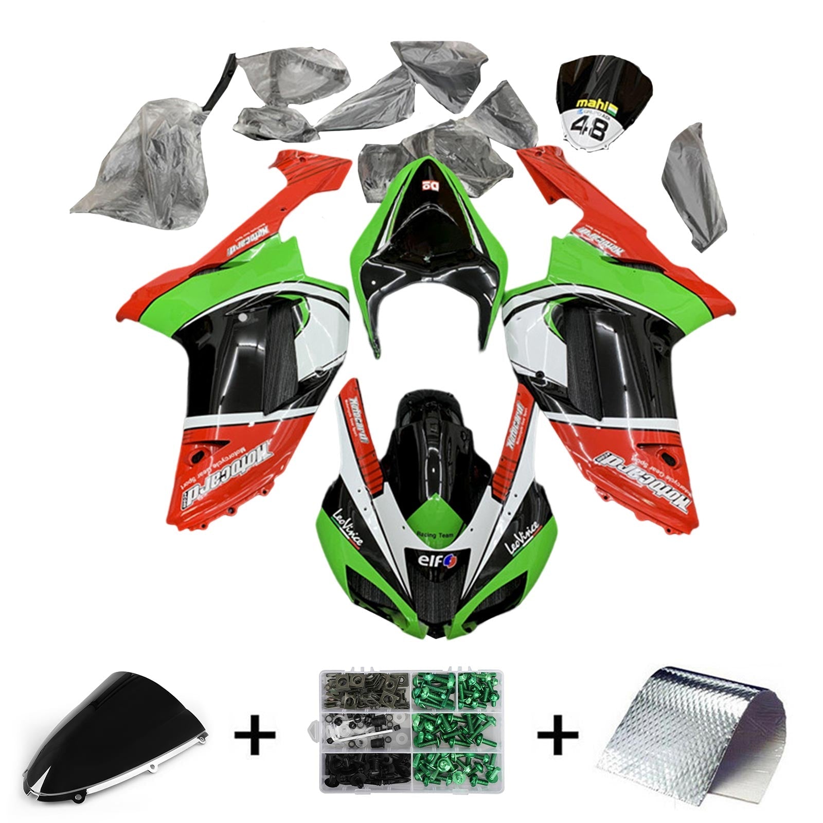 2007-2008 Kawasaki ZX6R 636 Kit de carenado Carrocería Plástico ABS