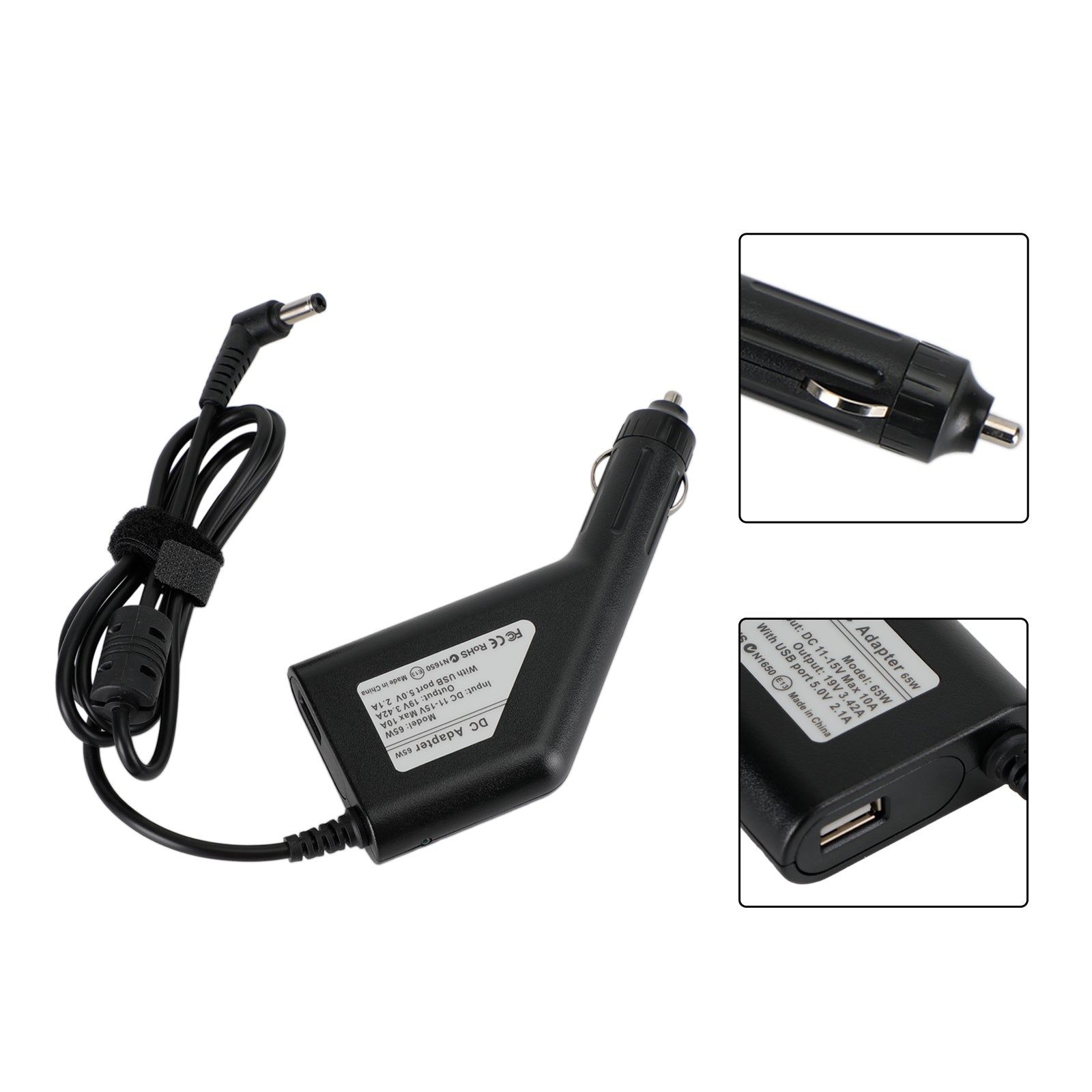 Chargeur de voiture pour ordinateurs portables 19V 3,42 a, adaptateur d'alimentation cc pour Asus Lenovo Acer