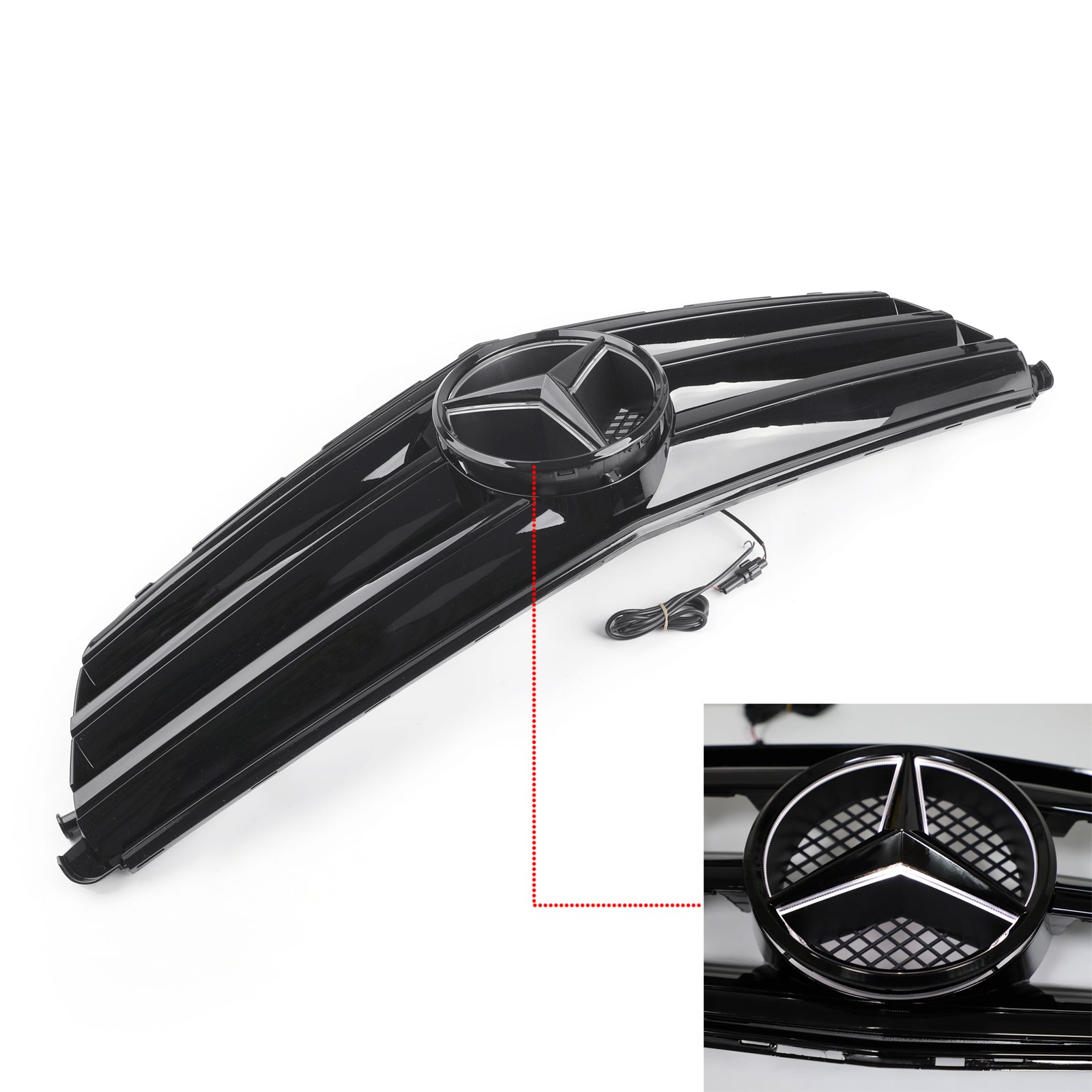 2008-2014 Benz C-KlasseW204 W/LED-embleem C300/C350 Zwarte voorbumpergrille Generiek