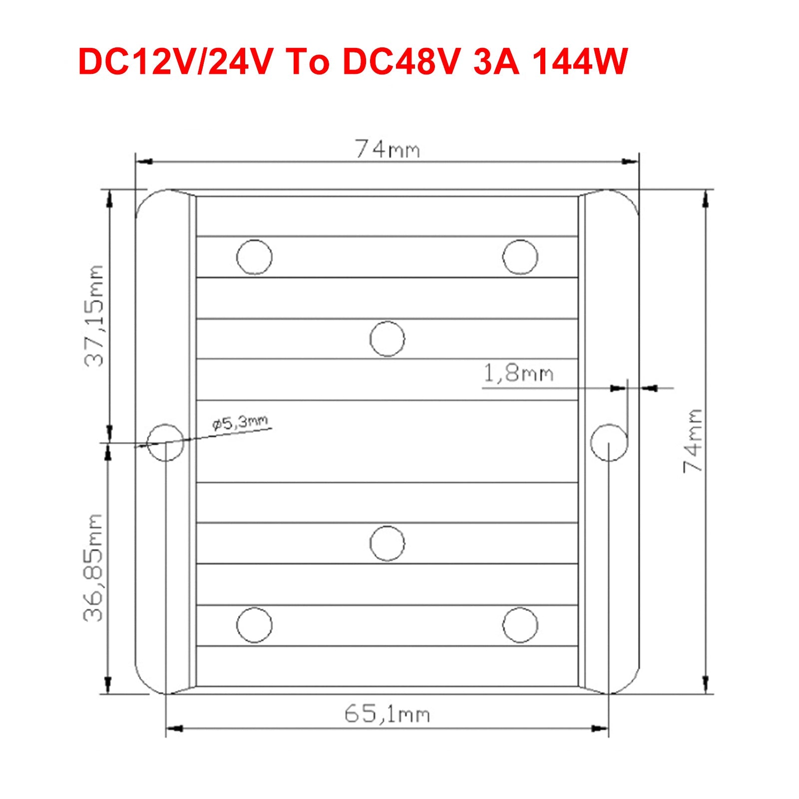 DC-DC 12V/24V-48V 3A 144W régulateur de convertisseur d'alimentation de voiture étanche