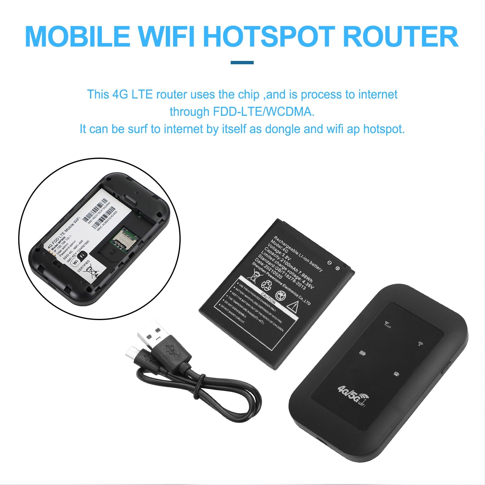 H806 4G LTE UMTS WCDMA Hotspot routeur sans fil WiFi Modem haut débit mobile