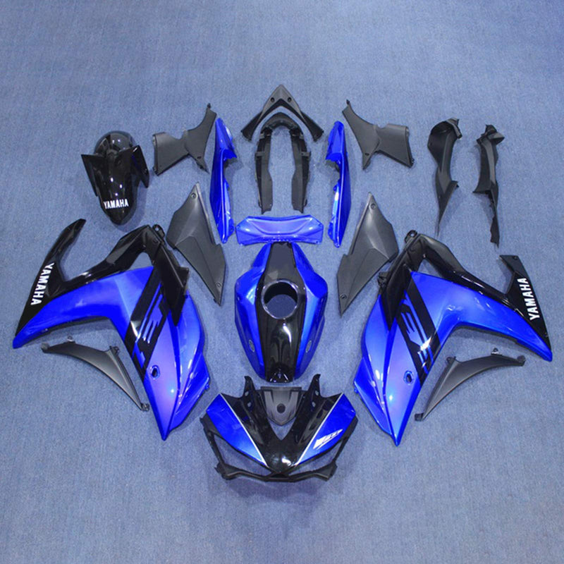 Amotopart Fairing Kit Yamaha 2014-2018 YZF R3 & 2015-2017 YZF R25 Black Blue Fairing Kit