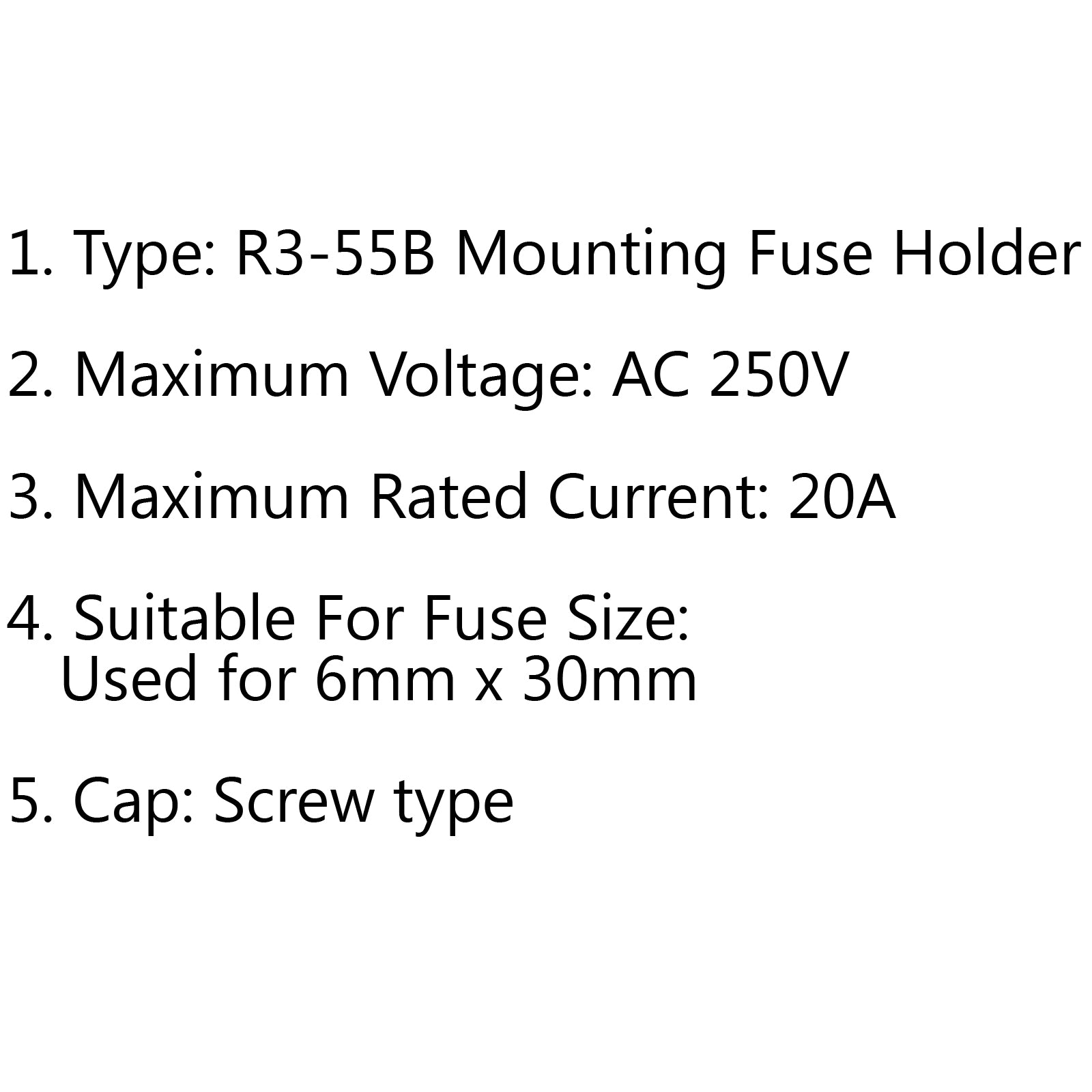 1 pièces SCI R3-55B support de fusible de châssis pour fusibles en verre 6x30mm 20A 250V