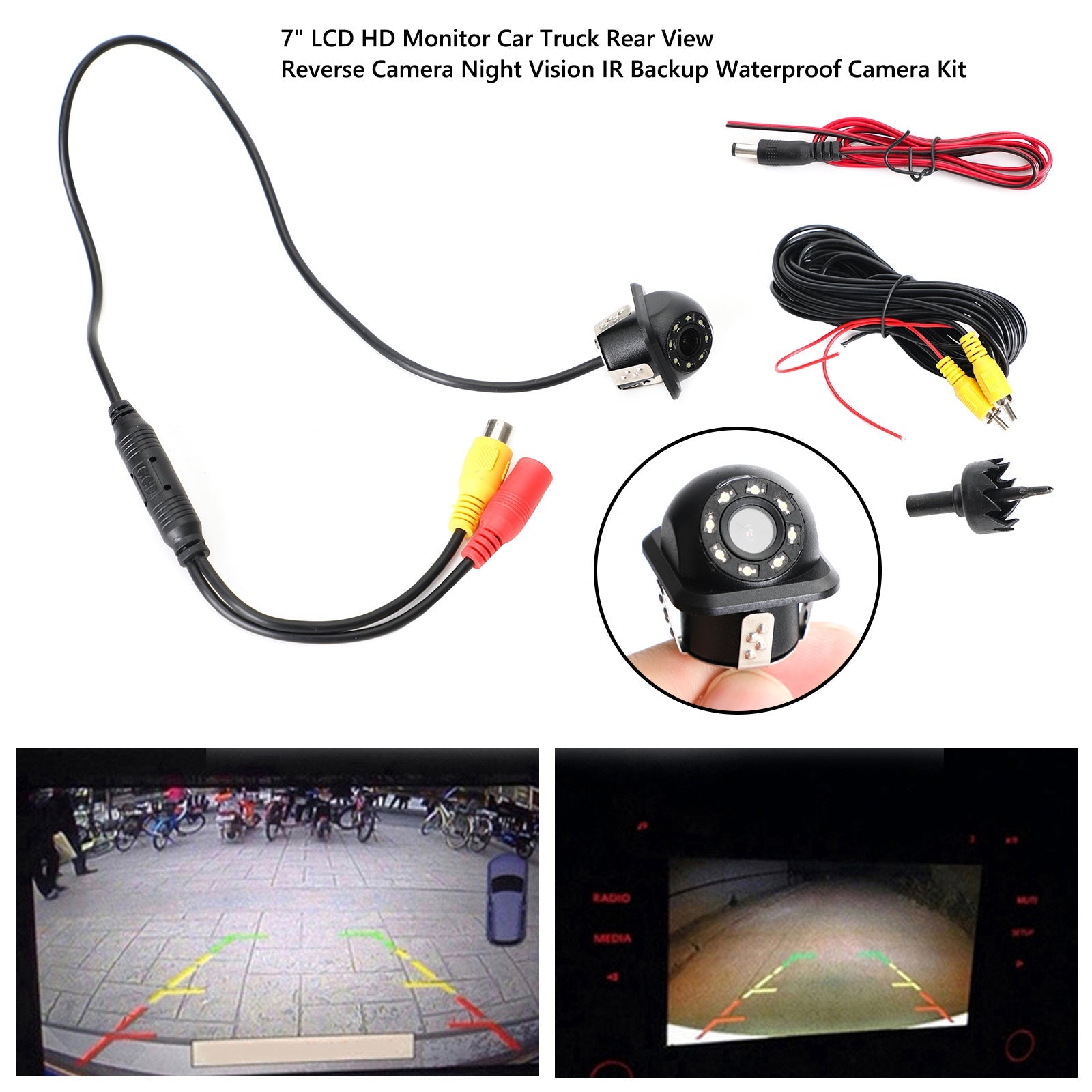 170° HD CMOS Car Rear View Backup Reverse Camera Night Vision 8 LED Waterproof