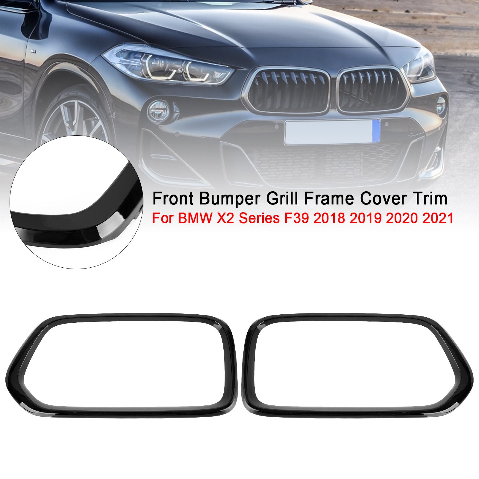 2018-2023 BMW X2 Series F39 Front Bumper Grill Frame Cover Trim 51712455246 51712455247 Generic