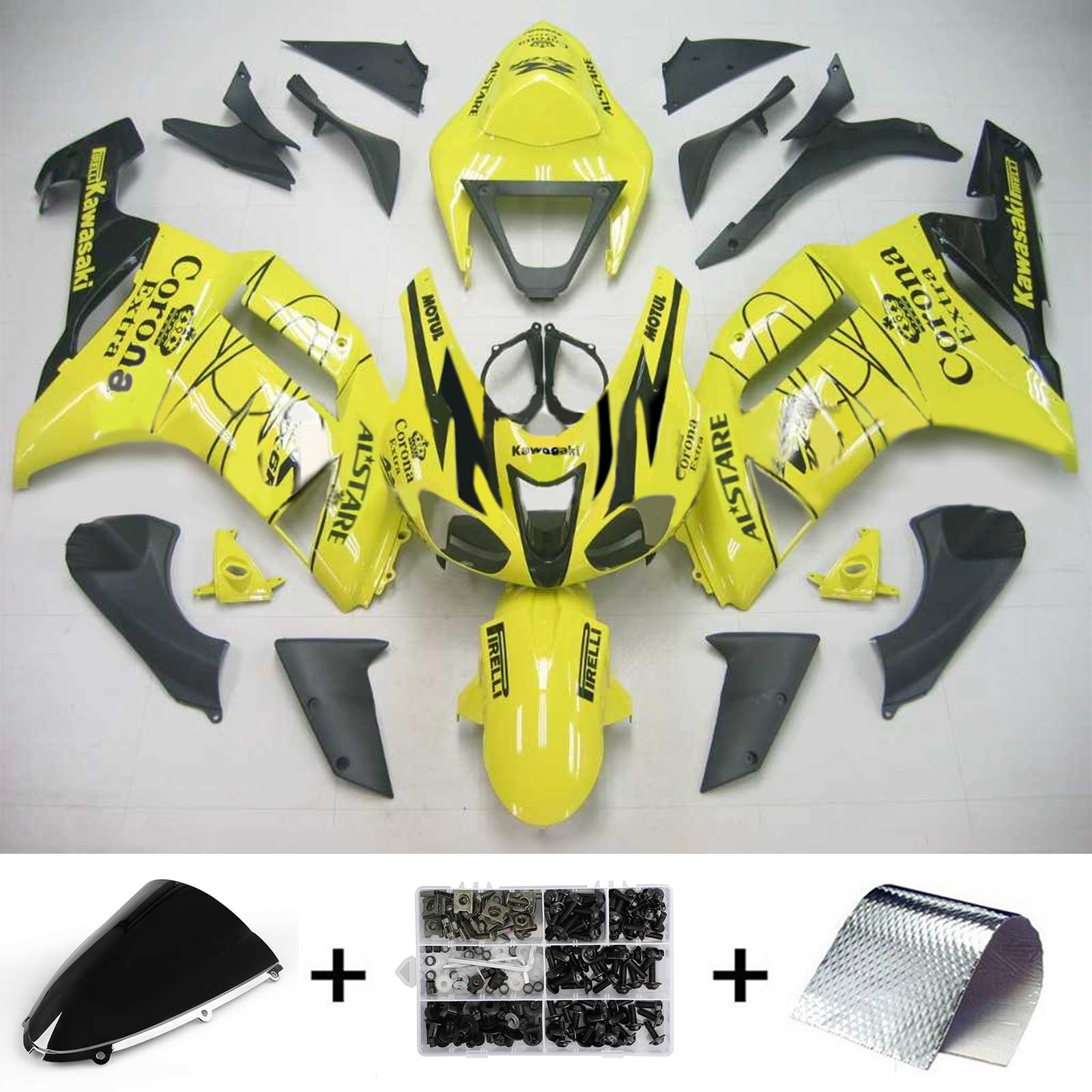 2007-2008 Kawasaki ZX6R 636 Kit de carenagem de injeção AMOTOPT ABS PLÁSTICO DE PLÁSTICOS #117