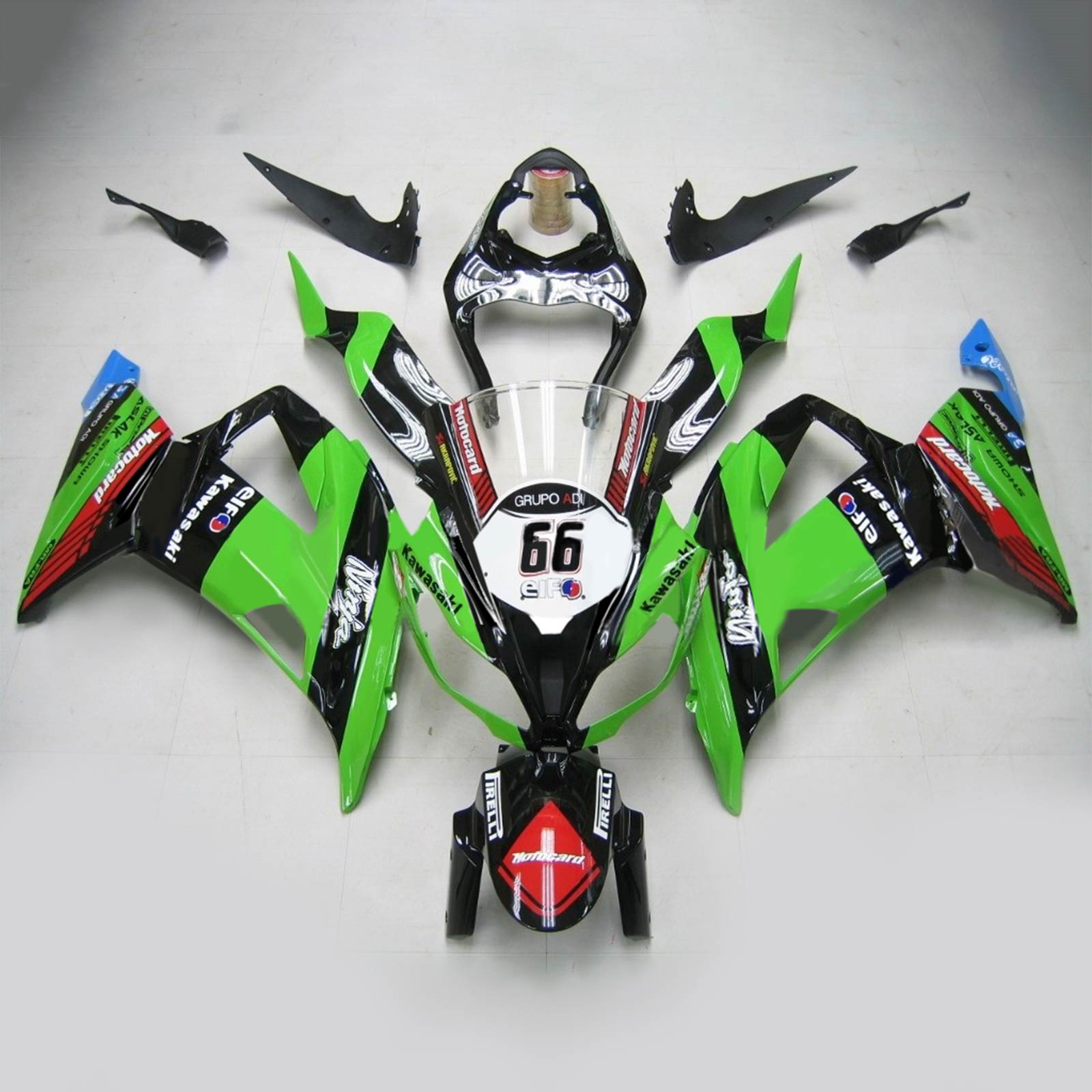 2013-2018 Kawasaki ZX6R 636 Amotopart Injeksjon Fairing Kit Bodywork Plast Abs #110