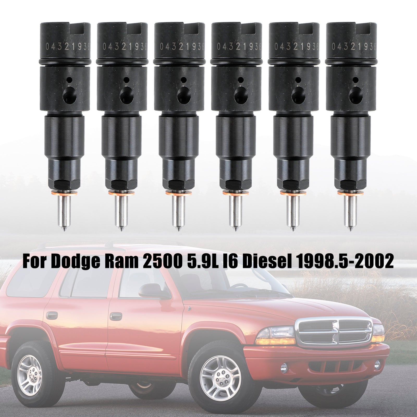 1998-2002 Dodge Cummins 5.9L 40-50 HP 6PCS Brandstofinjectoren 0432193635 RV275 Fedex Express