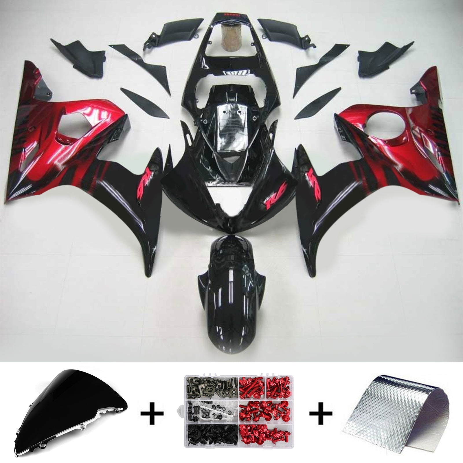 2003-2004 Yamaha YZF 600 R6 2006-2009 R6S Amotopart Injection Fairing Kit Bodywork Plastic ABS #117