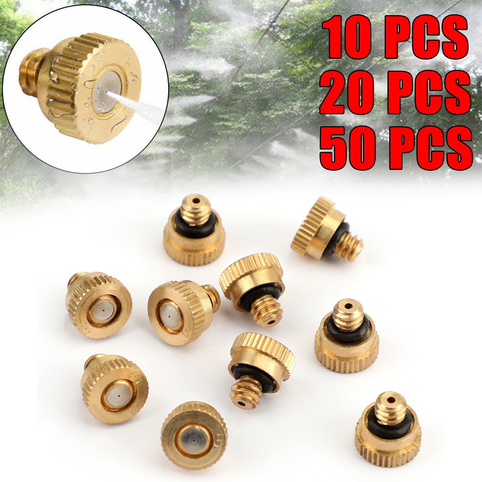 10-50pcs Brass Misting Nozzles Water Mister Sprinkle For Cooling System 0.016"