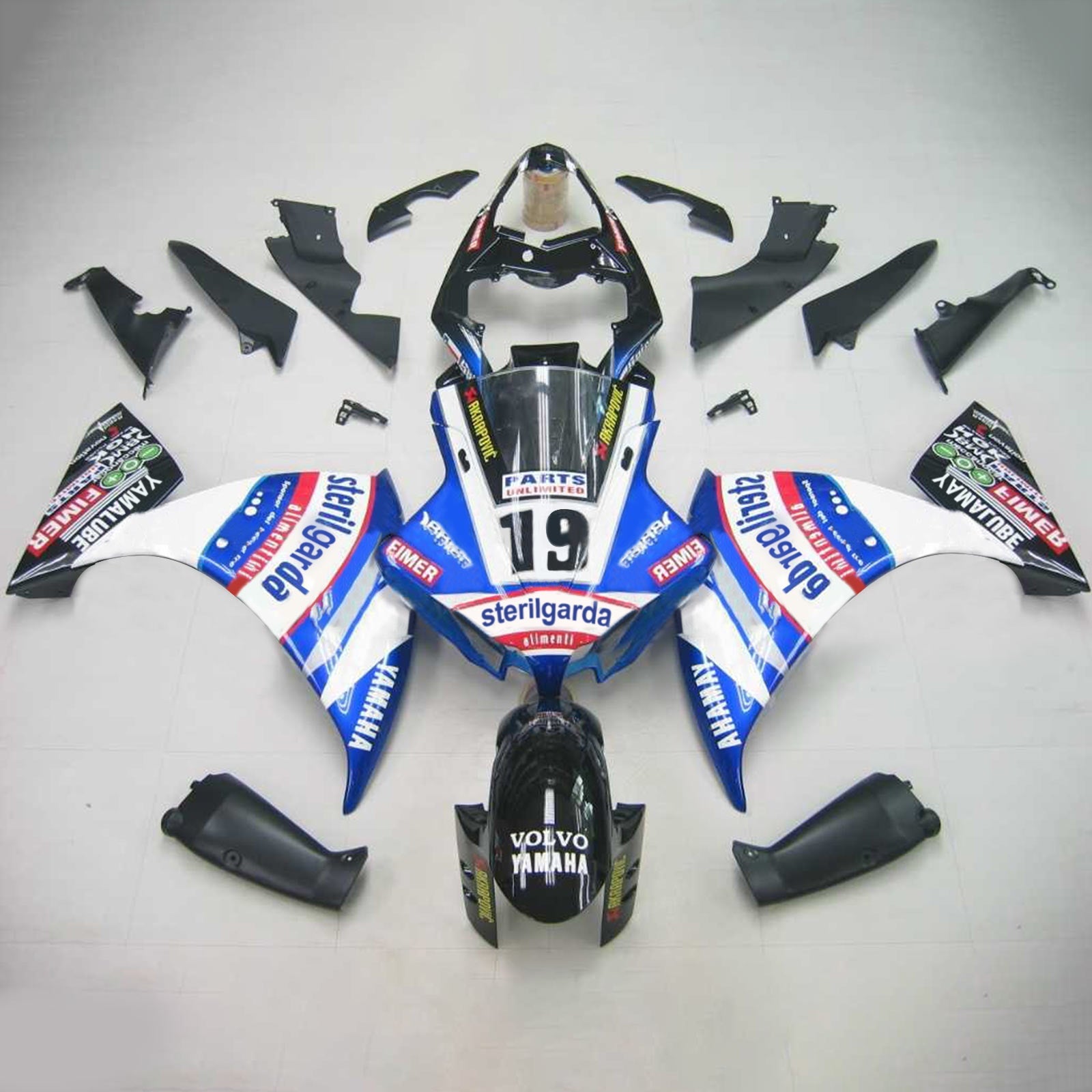 2012-2014 Yamaha YZF 1000 R1 Amotopart Kit de carénage d'injection carrosserie plastique ABS #108