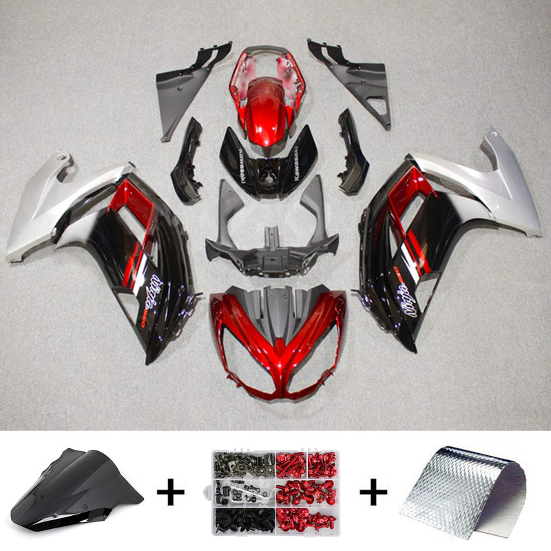 Amotopart 2012-2016 Kawasaki Ninja 650 Red Black Sliver Fairing Kit