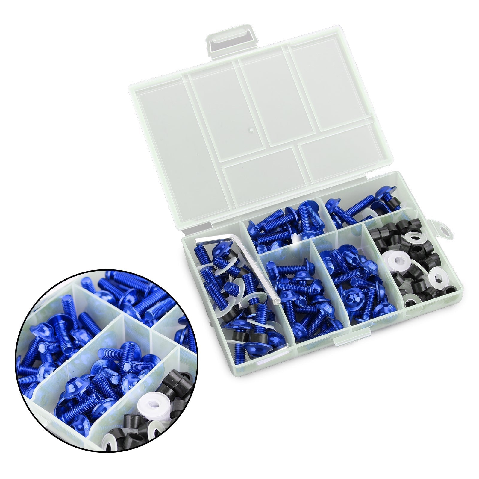 158pcs Motorcycle Sportbike Windscreen Fairing Bolt Kit Fastener Clip Screw Blue