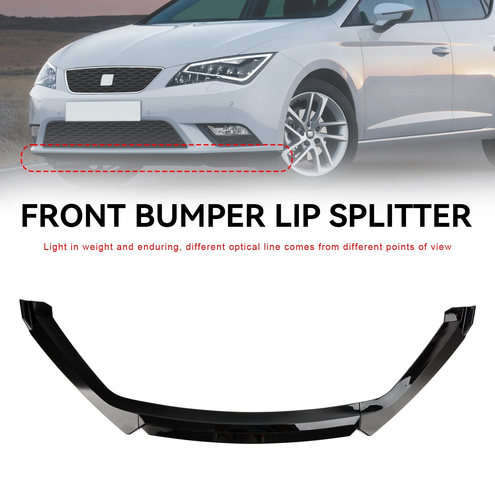 Performance de lèvre de becquet avant noir brillant pour Seat Leon 5F 2012-2020