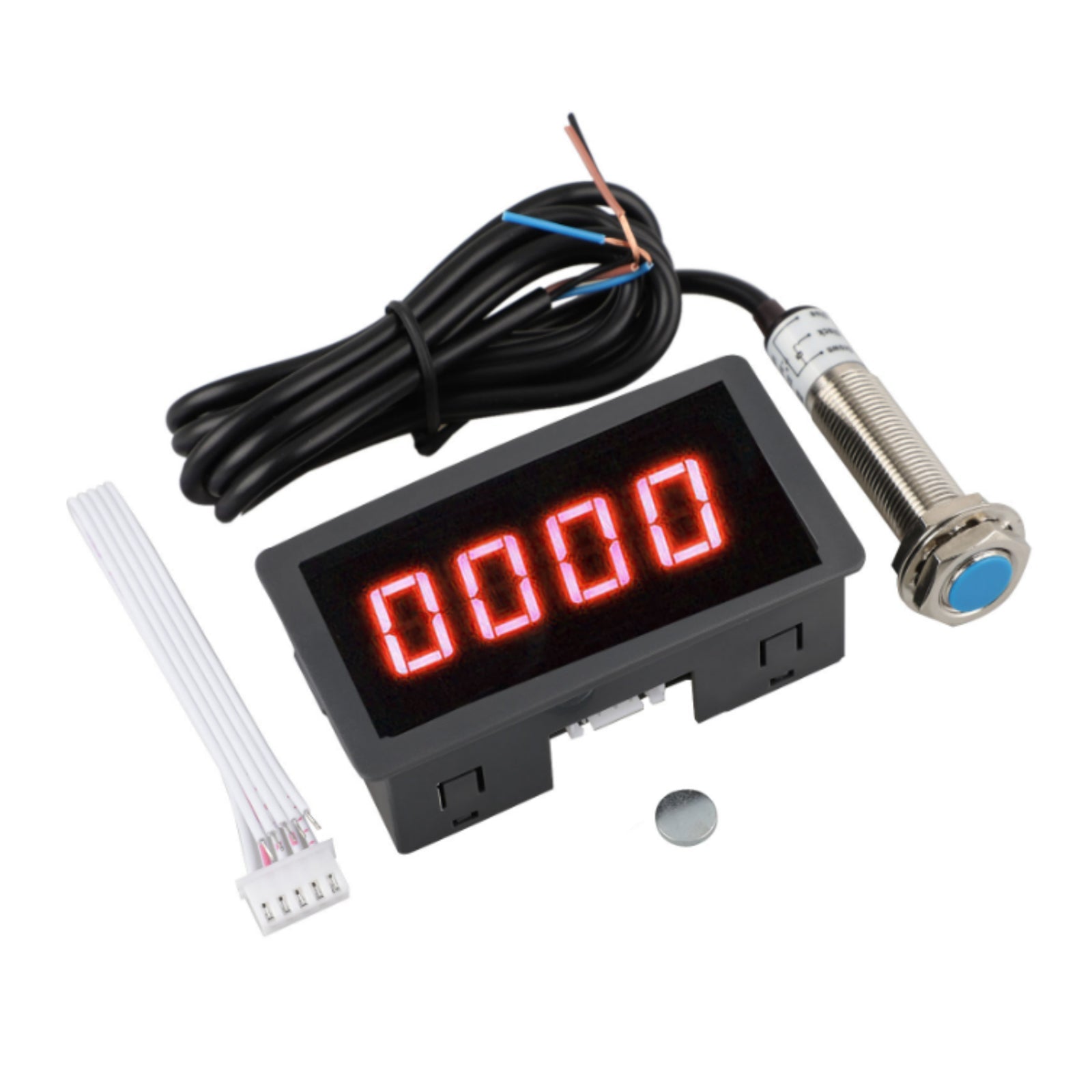 Tachometer 4 Digital LED Tach RPM Speed Meter + Hall Proximity Switch Sensor NPN