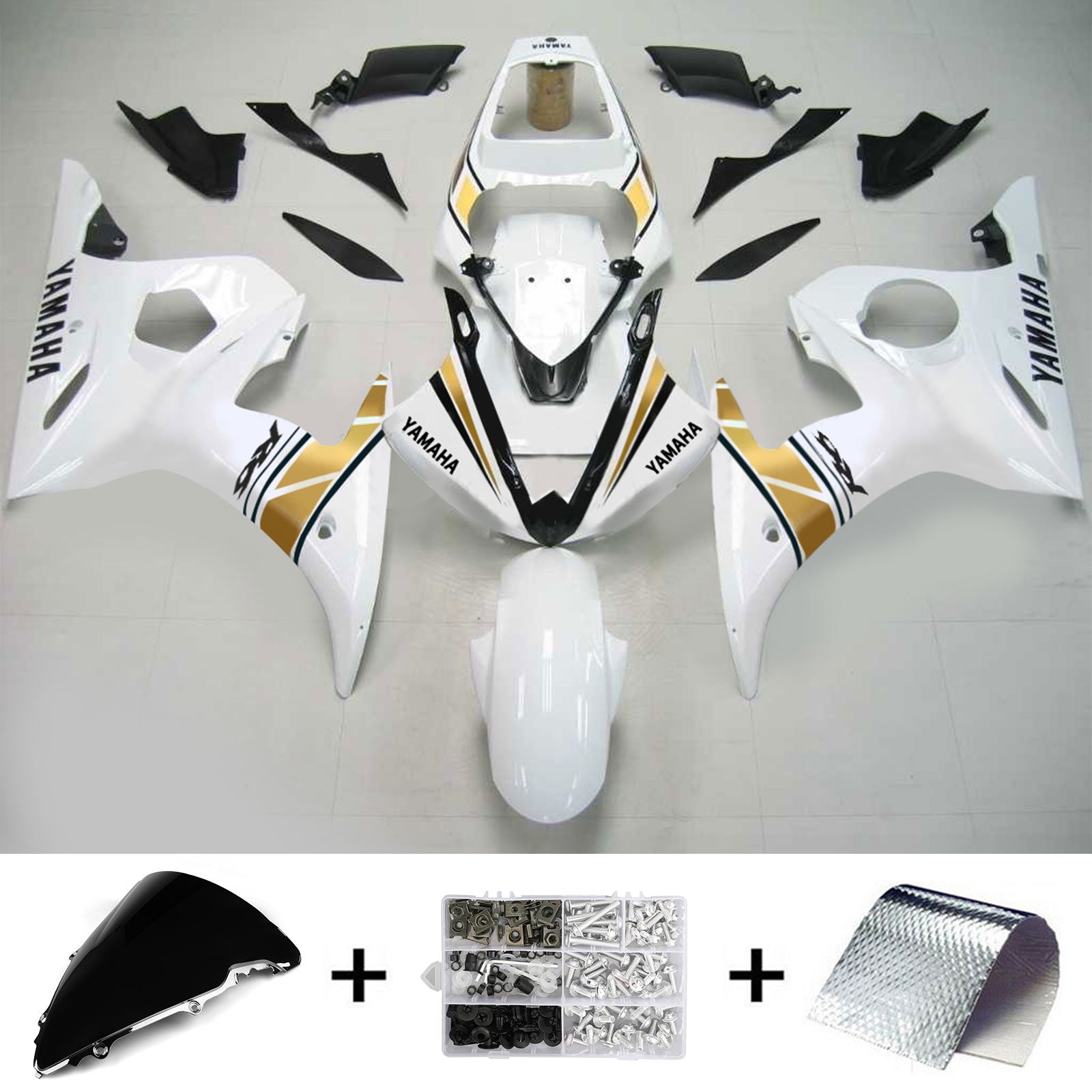 2005 Yamaha YZF 600 R6 Kit de carénage d'injection carrosserie plastique ABS #136