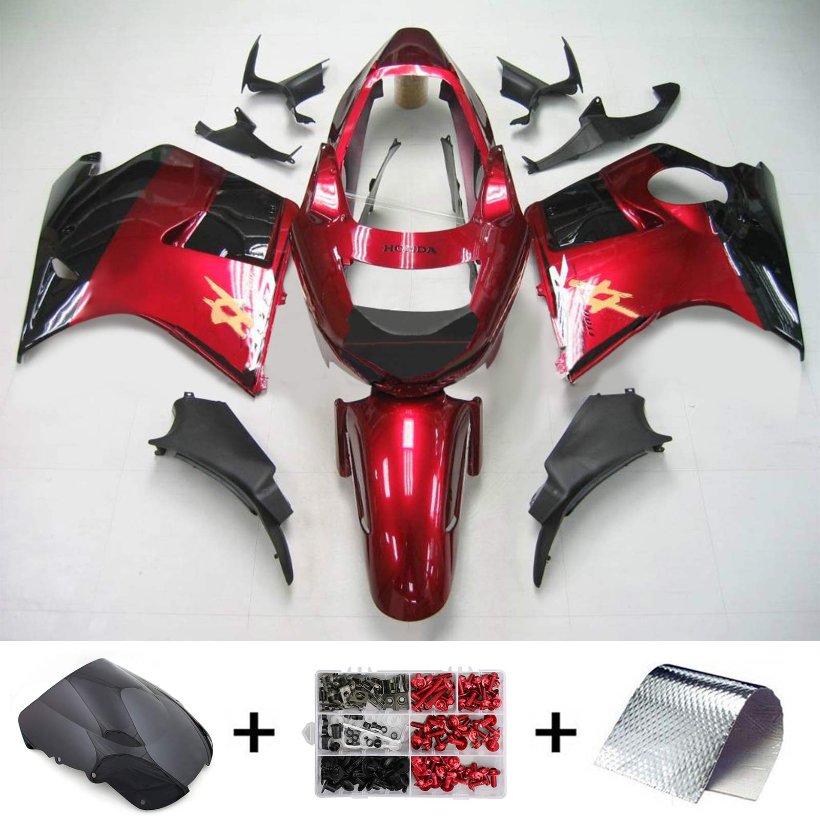 1996-2007 Honda CBR1100XX SuperBlackBird Amotopart Kit de carénage d'injection carrosserie ABS # 114