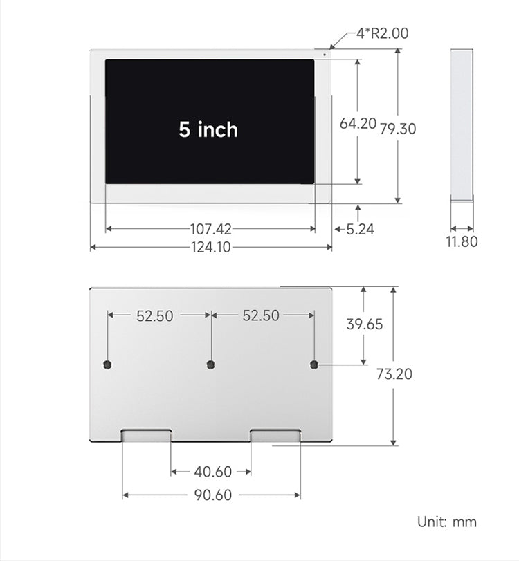 5/7-inch USB-computerbehuizing Secundair scherm IPS-tafelgemonteerd sfeerscherm