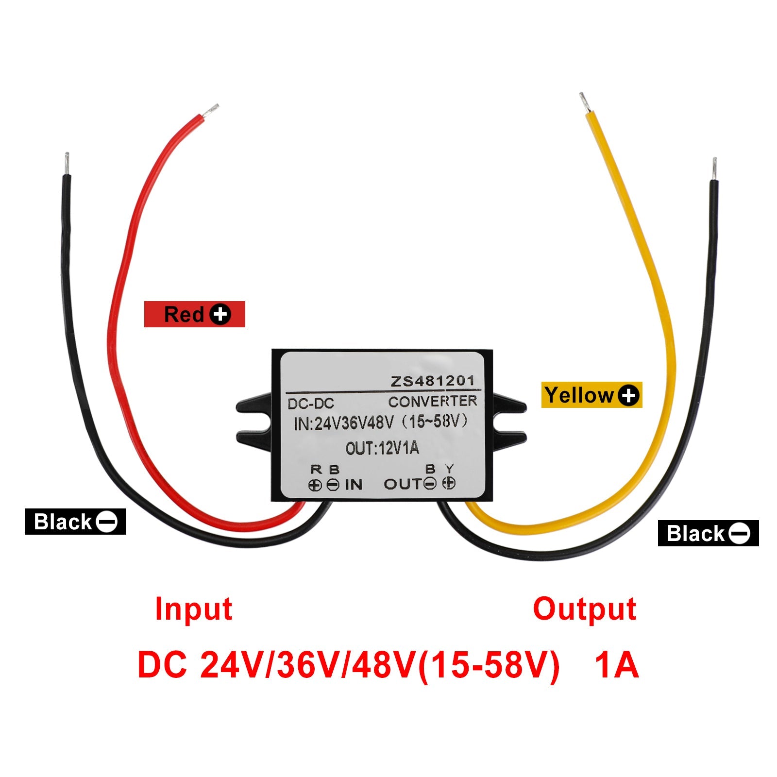 Waterproof DC-DC Converter 24V 36V 48V Step Down to 12V Power Supply Module