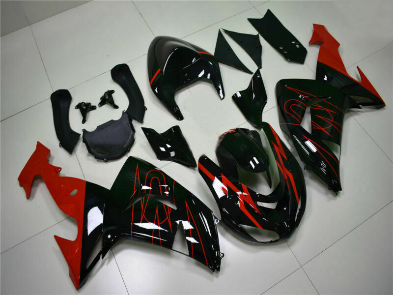 2006-2007 Kawasaki ZX10R injectiekuip rood zwart plastic