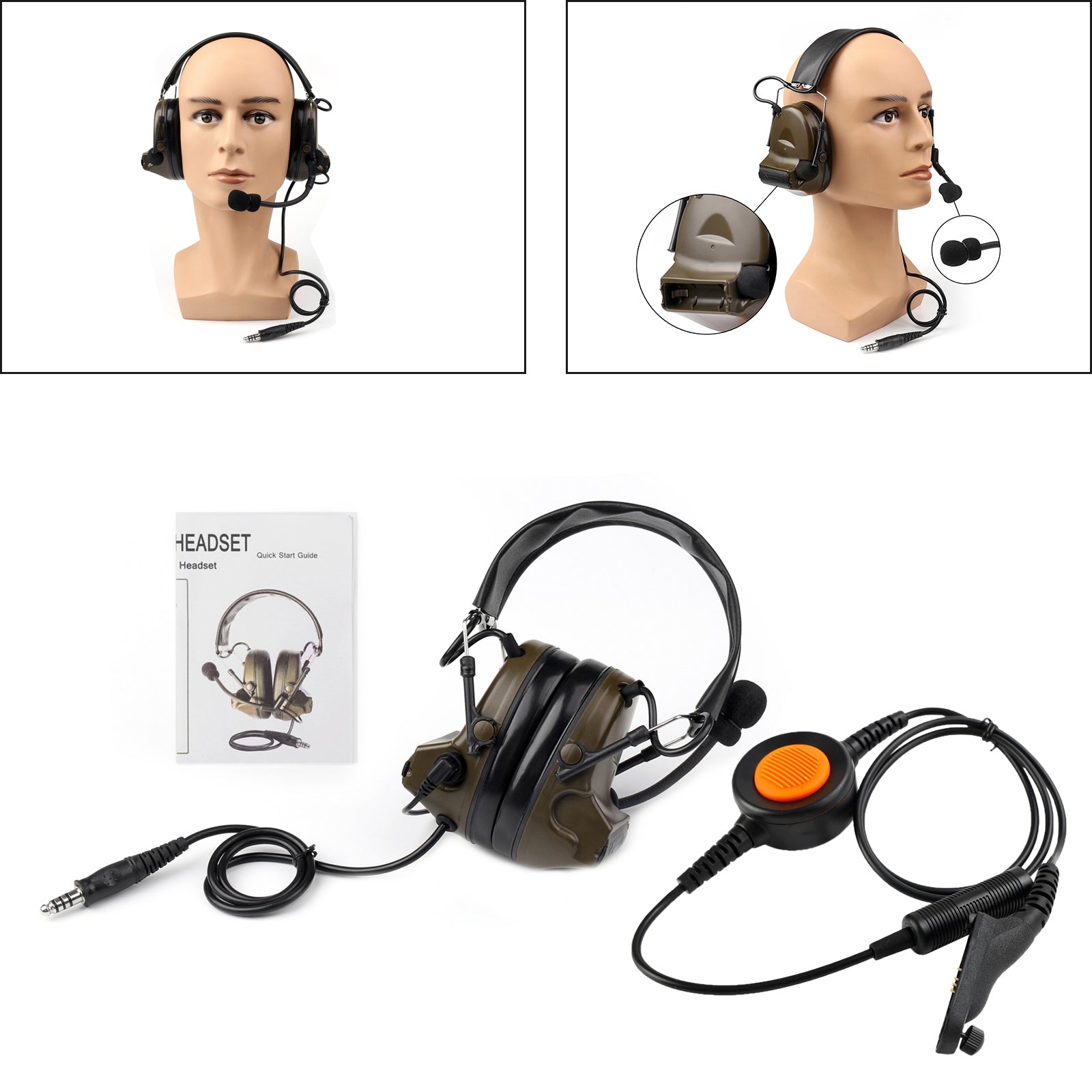 Casque tactique H50 à 6 broches, pour DP3400 DP3401 DP360 DGP4150 APX4000 U94 PTT Z