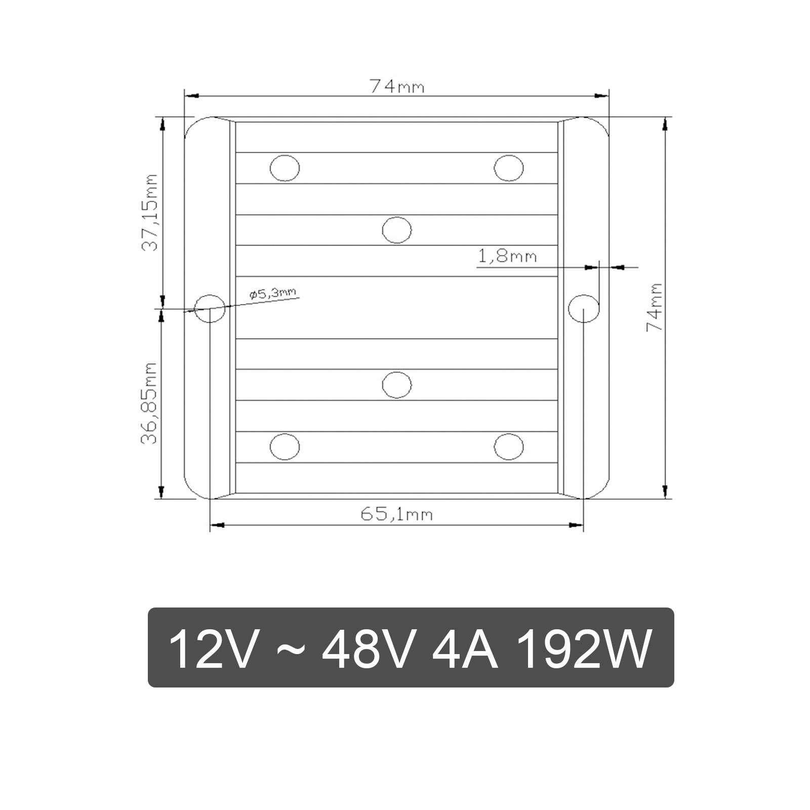 Waterproof 12V Step Up to 48V 4A 192W DC/DC Converter Regulator