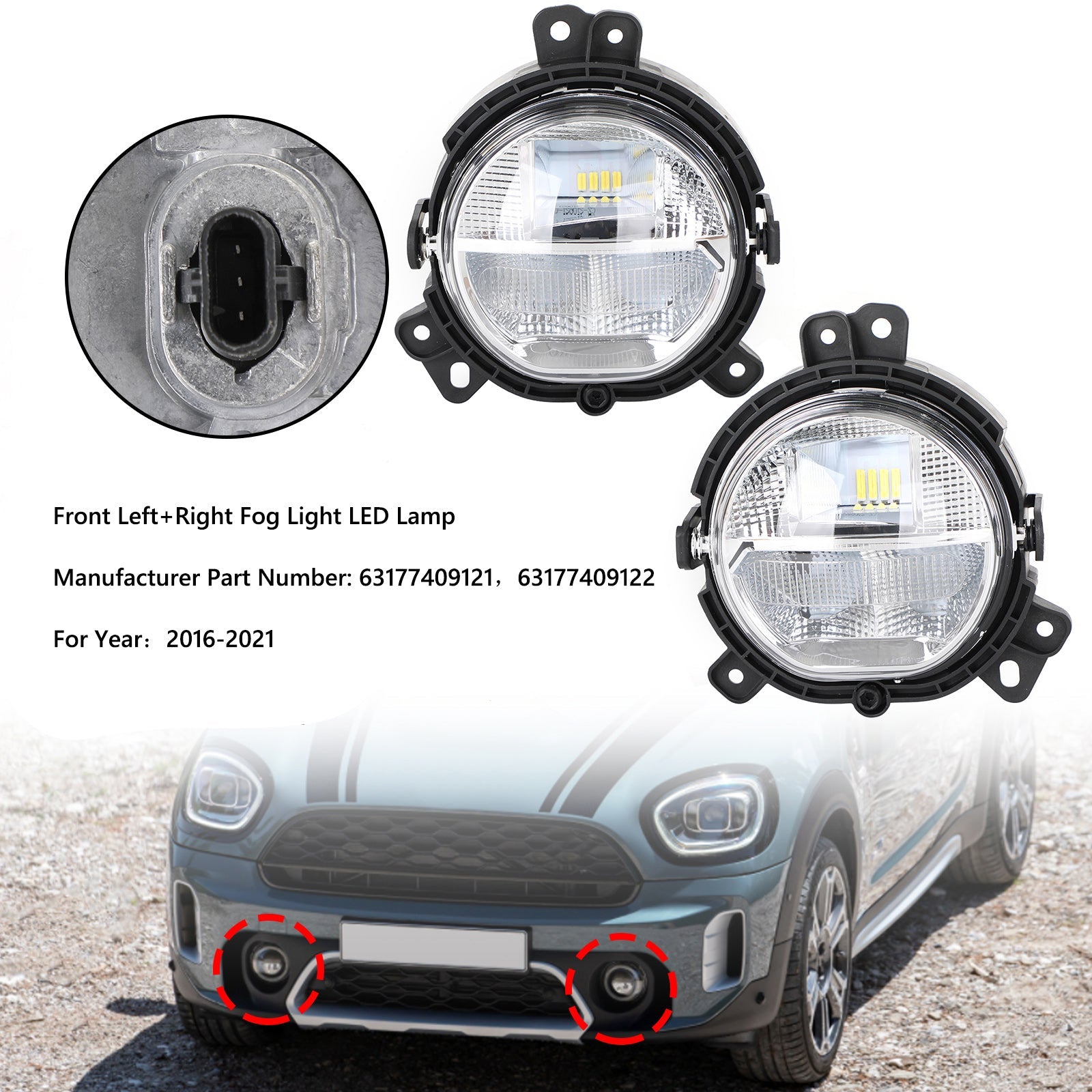 Feu antibrouillard gauche et droit pour pare-chocs avant, pour BMW Mini Countryman F60 2016 – 2021 générique