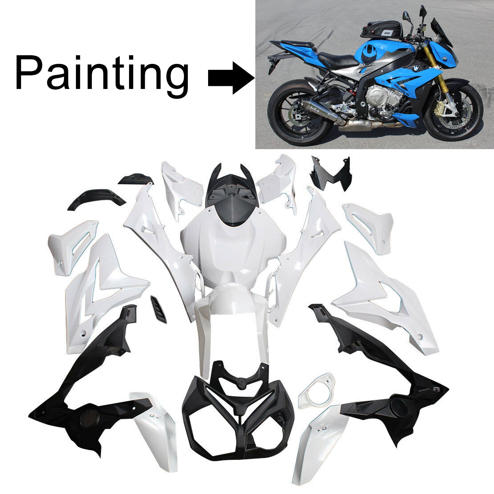 2015-2017 BMW S1000R Kit de carénage d'injection Amotopart Carrosserie Plastique ABS # 102