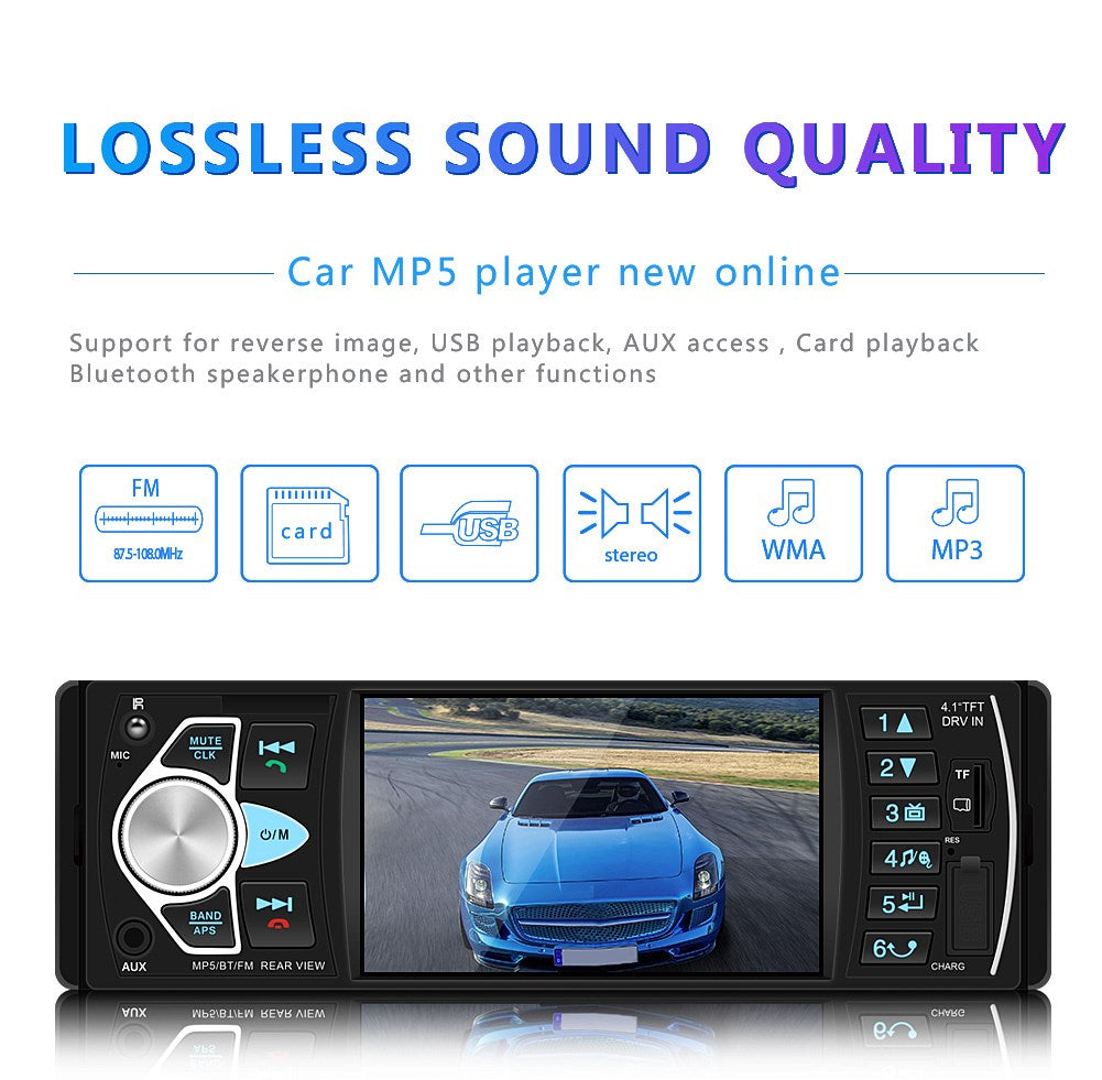 4.1In Car Radio Stereo 1DIN Bluetooth FM USB AUX Audio MP5 Player with Camera