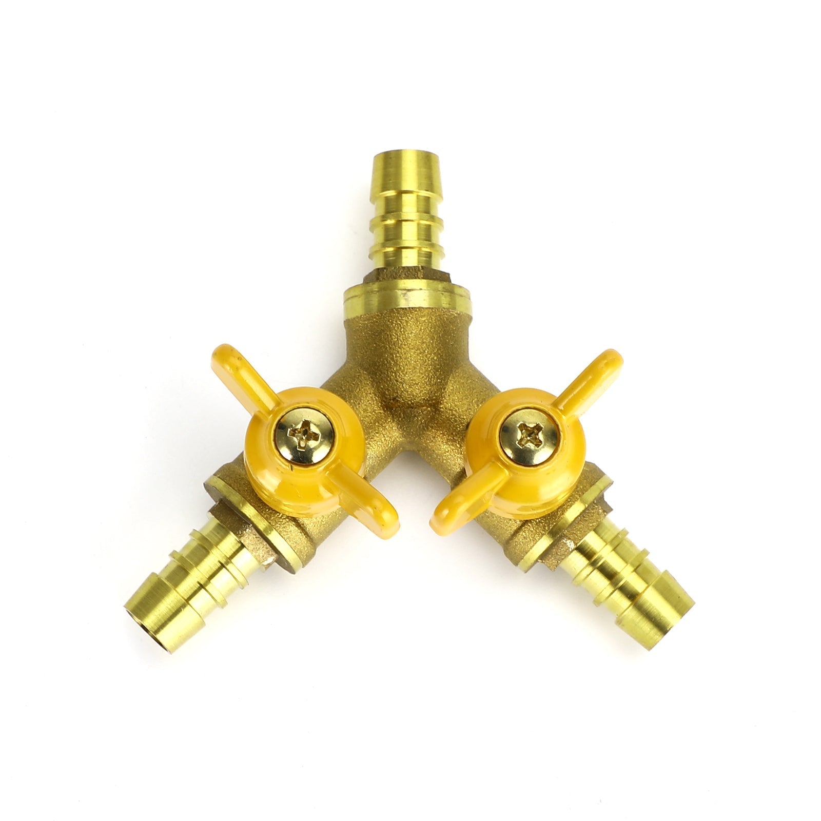 3/8" slangpilaar kogelkraan Y-vormige 3-weg connector weerhaak messing fitting OD 11 mm