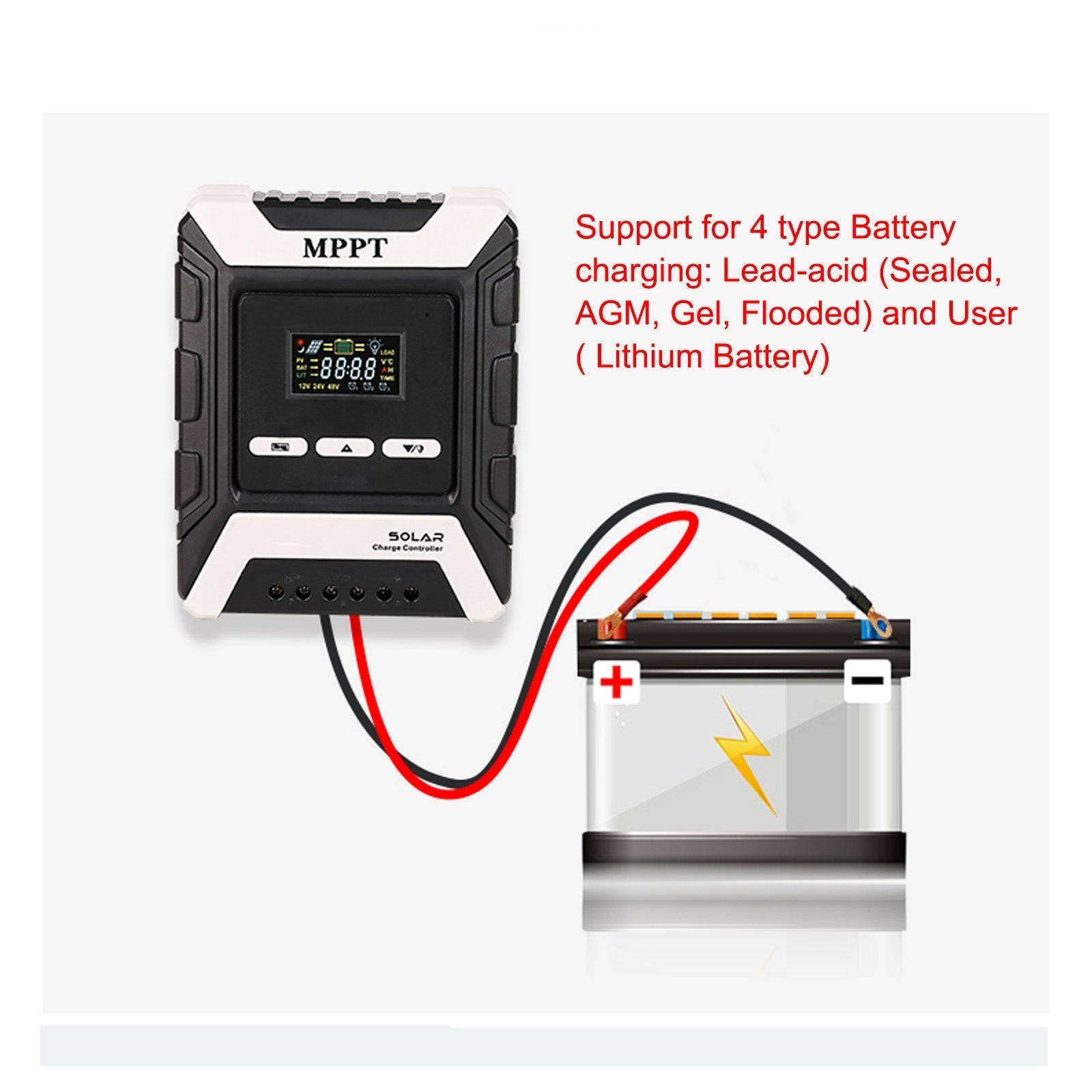 Chargeur automatique de contrôleur de Charge solaire 20A MPPT 12V/24V/48V avec écran LCD couleur