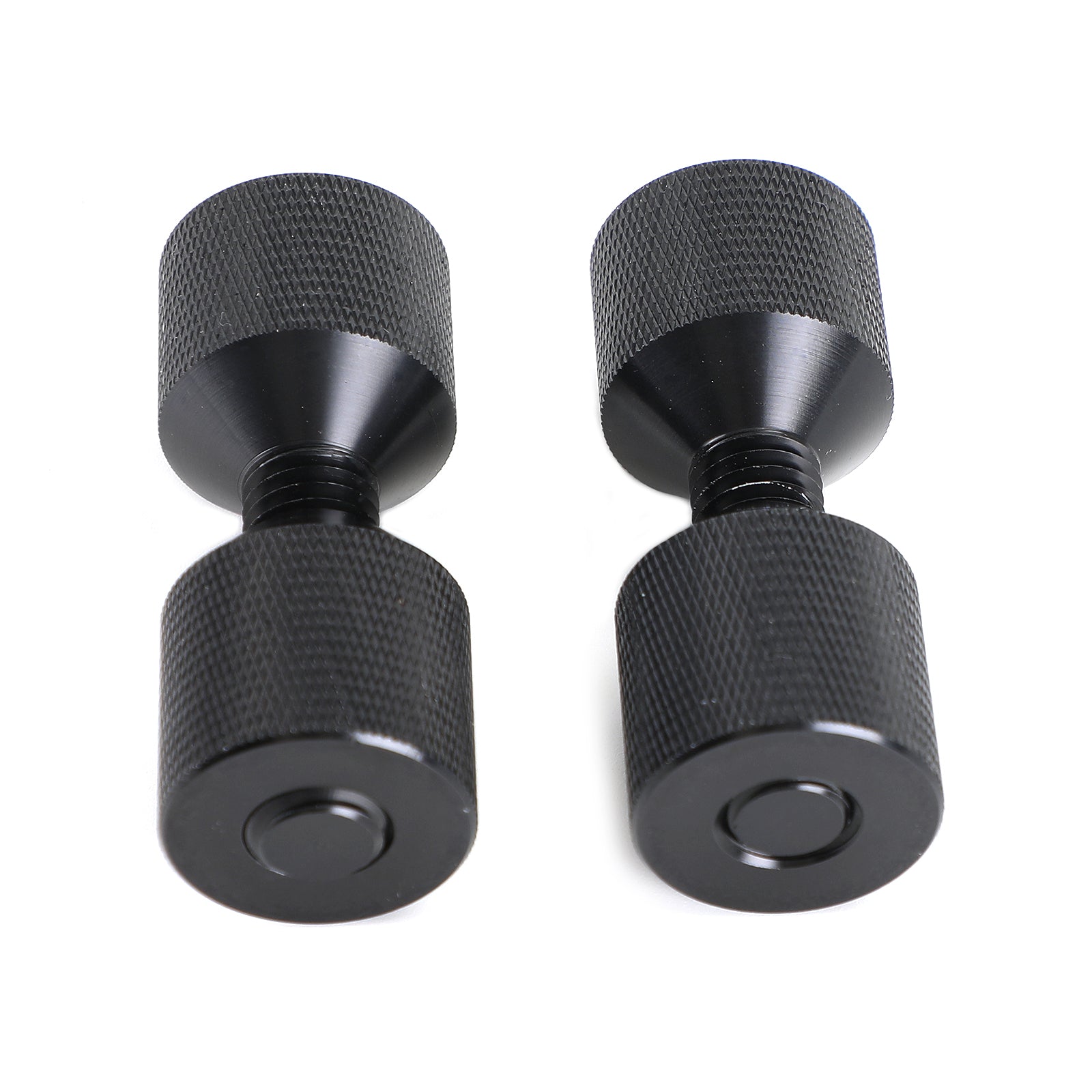 1-1/8" Two Hole Pins Small Aluminum Knurled W/ Removable Threads Black