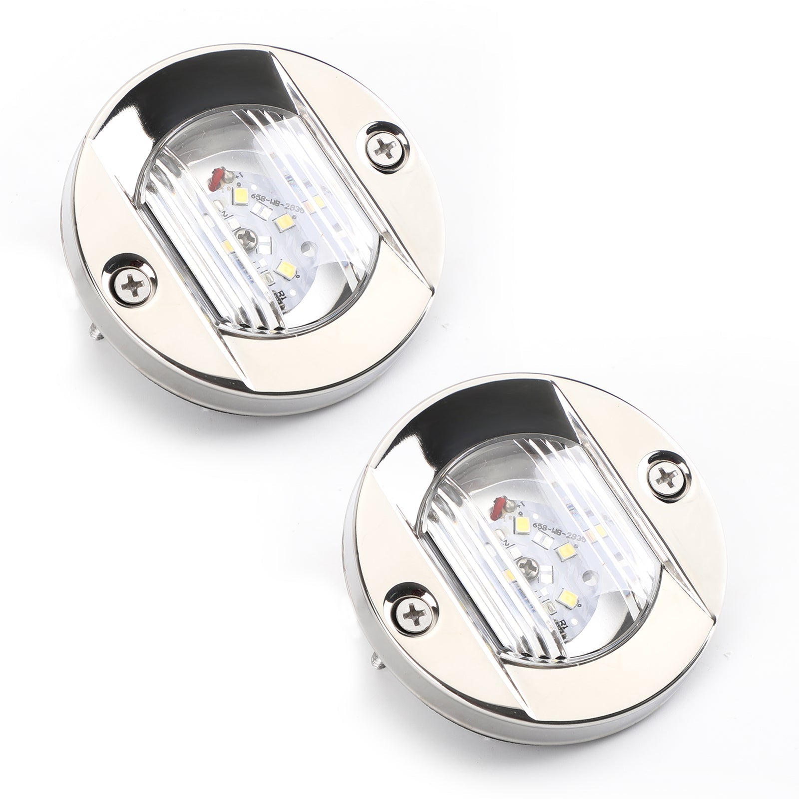 2 uds LED barco marino yate espejo de popa ancla cromada luz de popa redonda 2835-SMD 12V