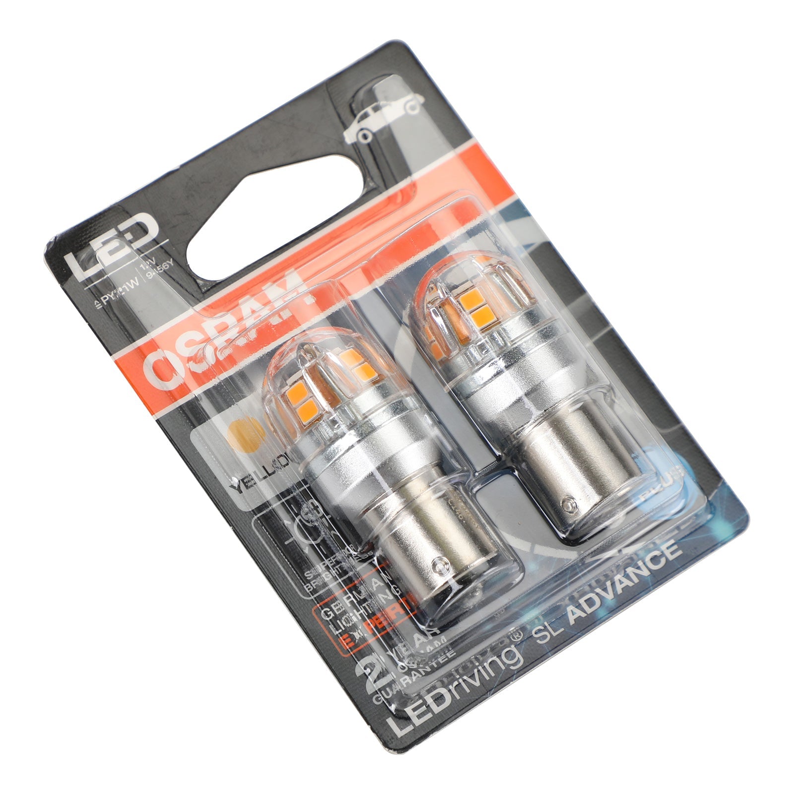 2x For OSRAM 9456Y Car Auxiliary Bulbs LED PY21W 12V2.5W BAU15s Generic