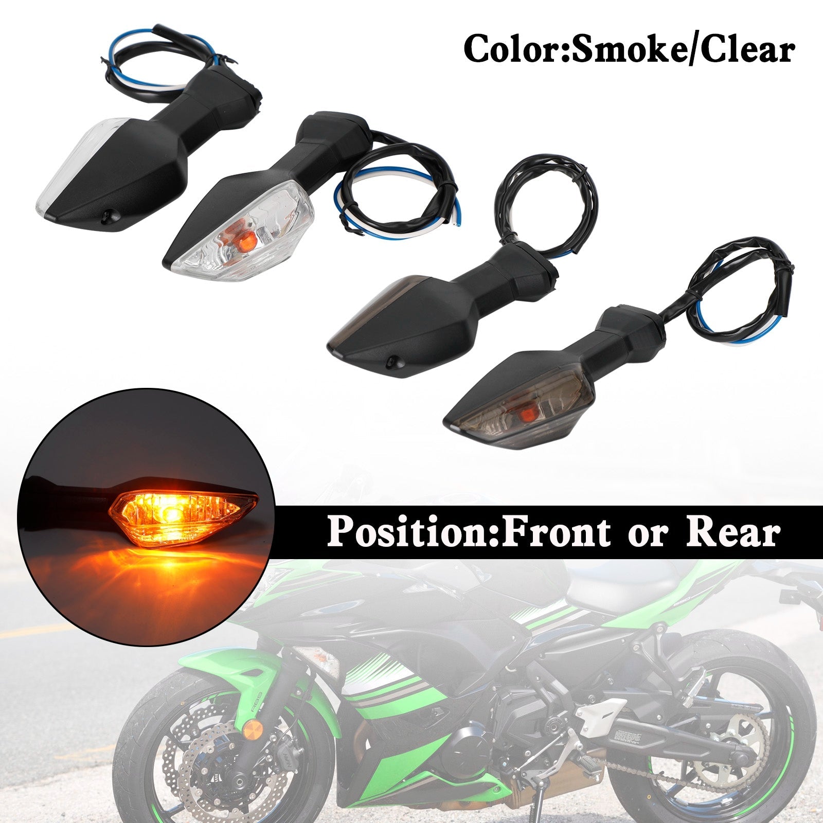 Clignotant lumineux pour Kawasaki Ninja400 Z650 Z900 Z1000 Z1000SX clair