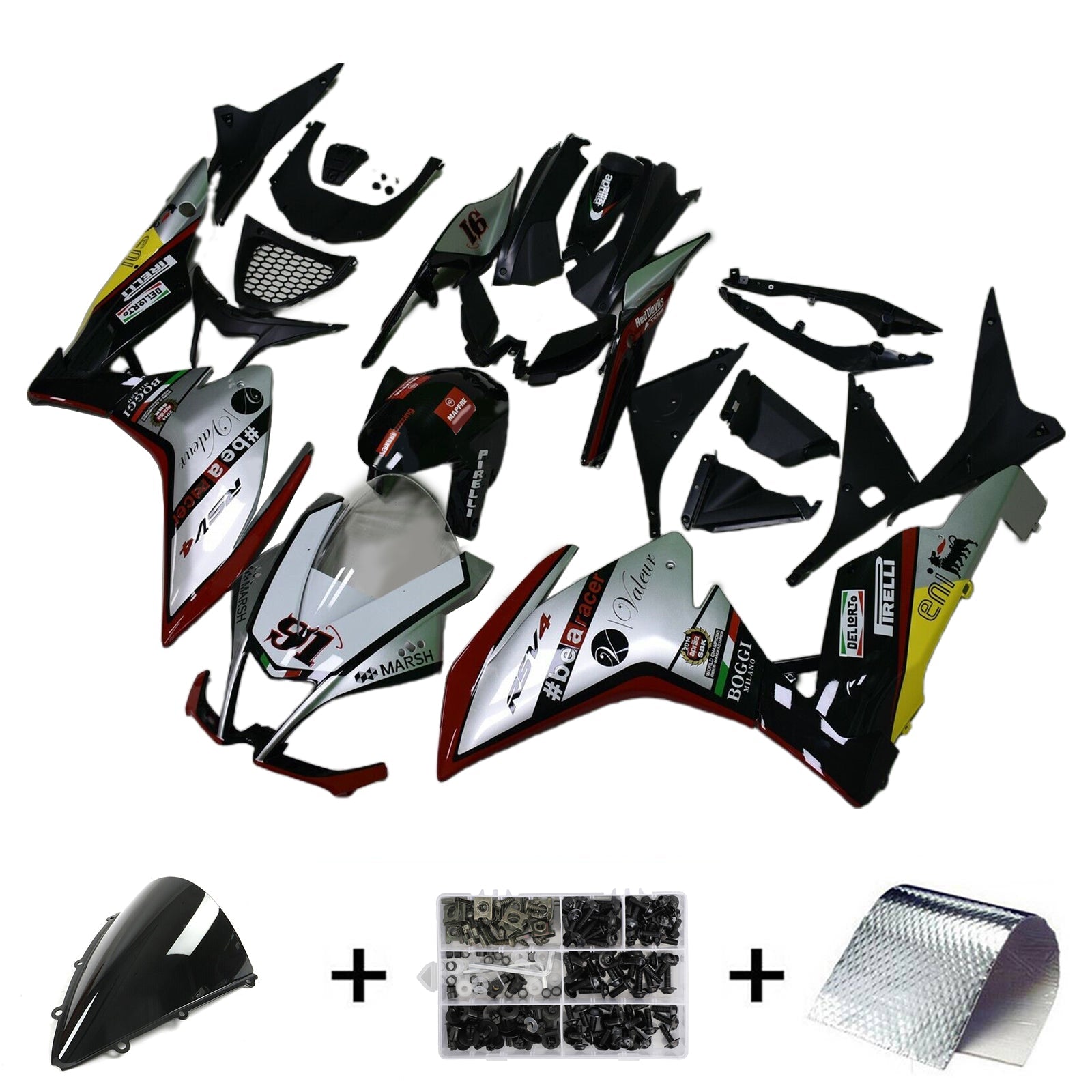 2009-2015 Aprilia RSV4 1000 Kit Carénage Carrosserie Plastique ABS