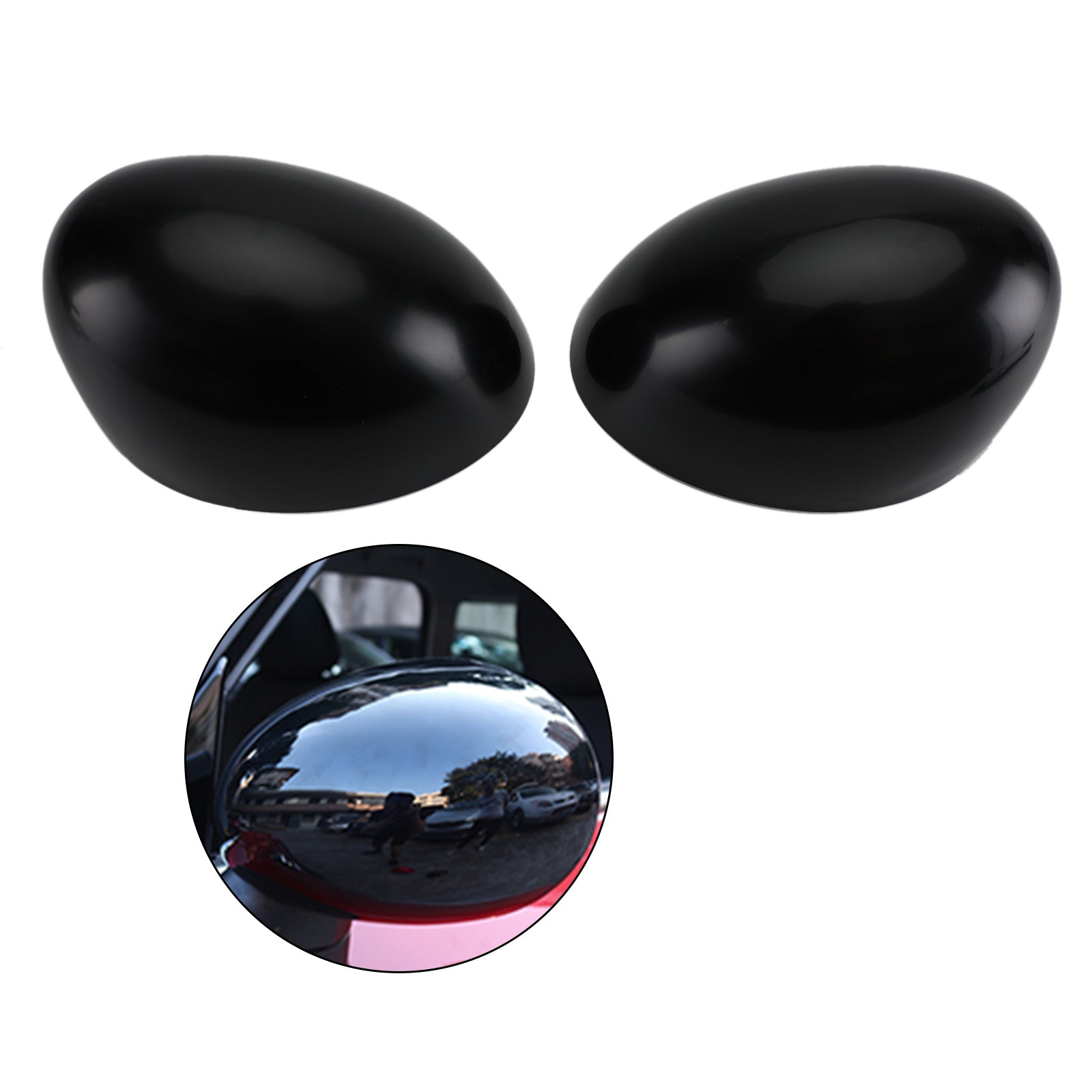 2 x Black Mirror Covers for MINI Cooper R55 R56 R57 High Quality