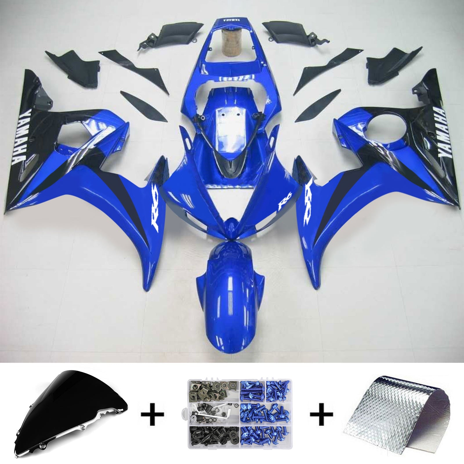 2005 Yamaha YZF 600 R6 Kit de carénage d'injection carrosserie plastique ABS #132