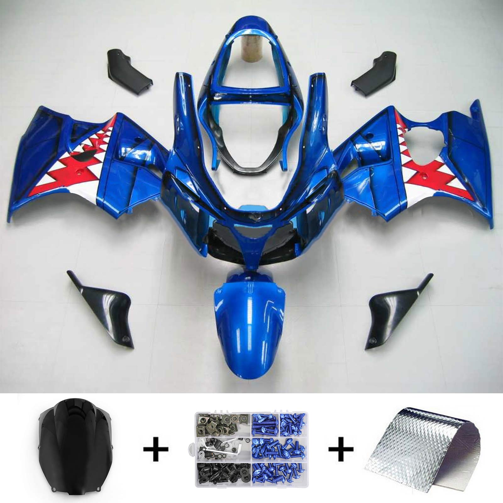 2000-2002 Kawasaki Zx6R Fairing Blue Shark Kit