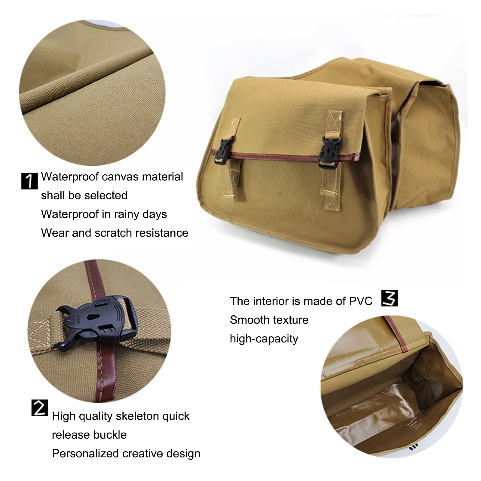 Waterproof Motorcycle Saddle Bag Universal Riding Canvas Travel Bag 144#