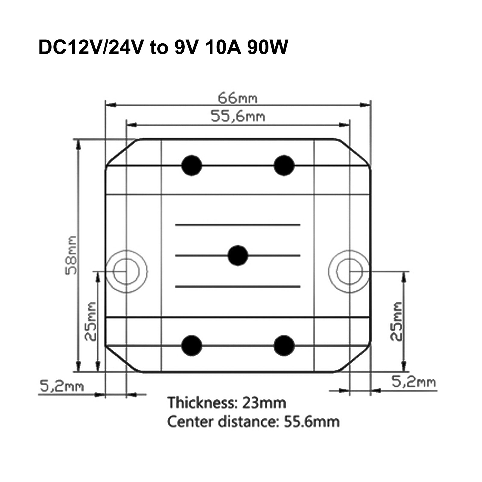 Transformateur d'alimentation régulateur de convertisseur DC 12V/24V à 9V 10A 90W