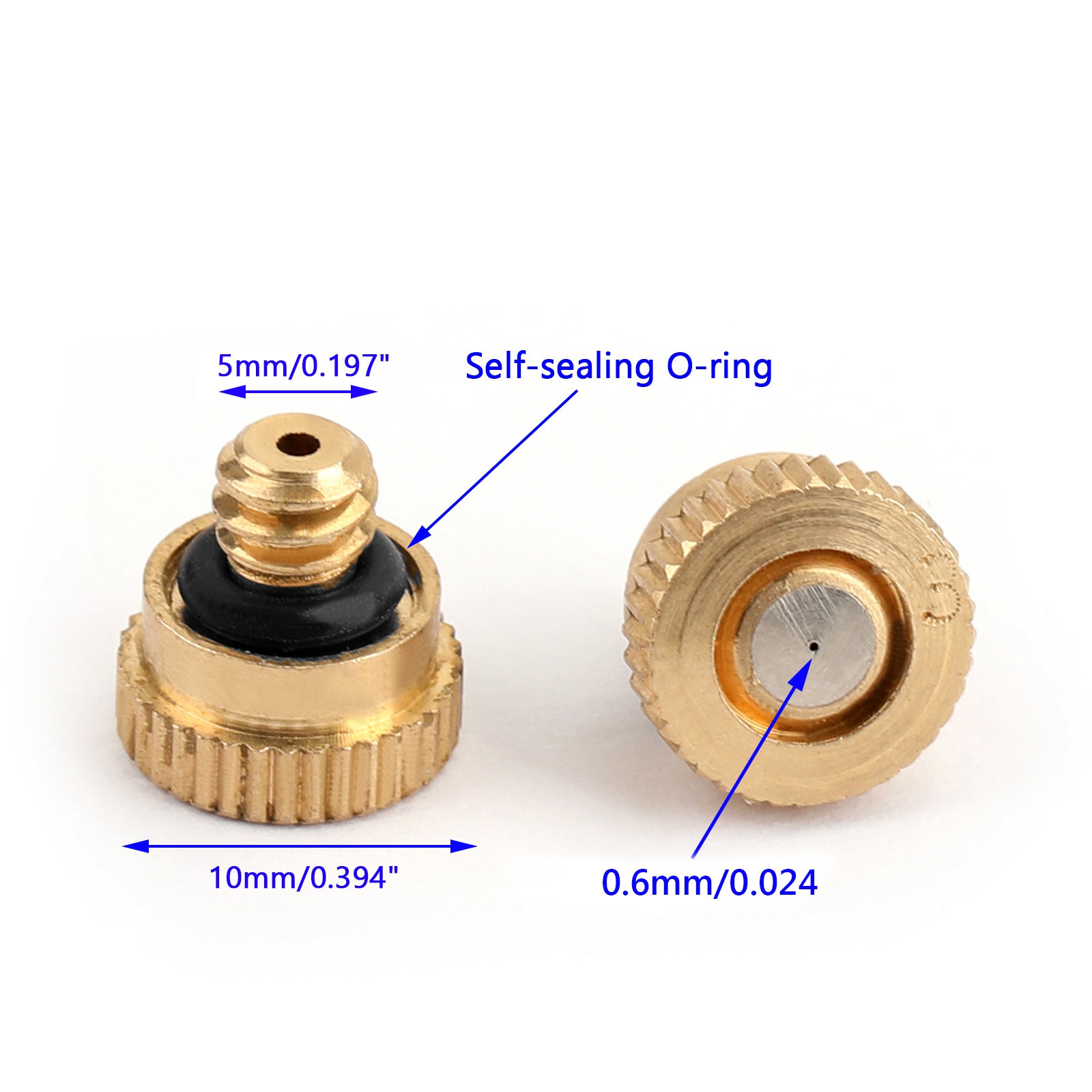 10X/20X/50X Brass Misting Nozzles Water Mister Sprinkle For Cooling System 0.024" 10/24 UNC