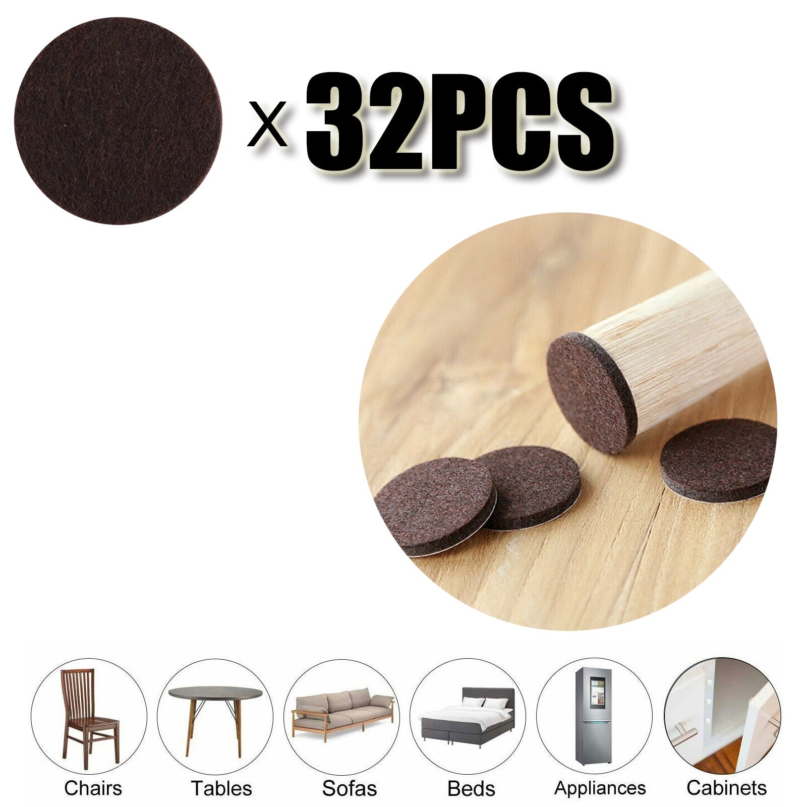 Furniture Felt Pads Square/Round Floor Protector Chair/Table Leg Sticky Back Generic