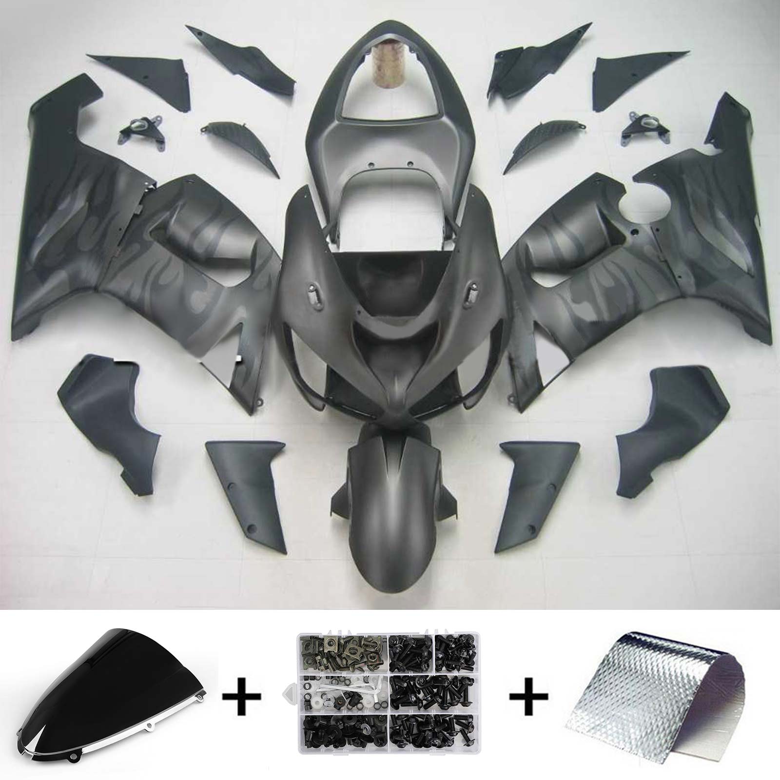 2005-2006 Kawasaki ZX6R 636 Amotopart Kit de carénage d'injection carrosserie plastique ABS #131