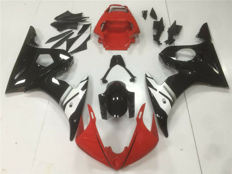 Kit de carénage en plastique d'injection adapté pour YAMAHA 2003 2004 YZF R6 rouge blanc générique