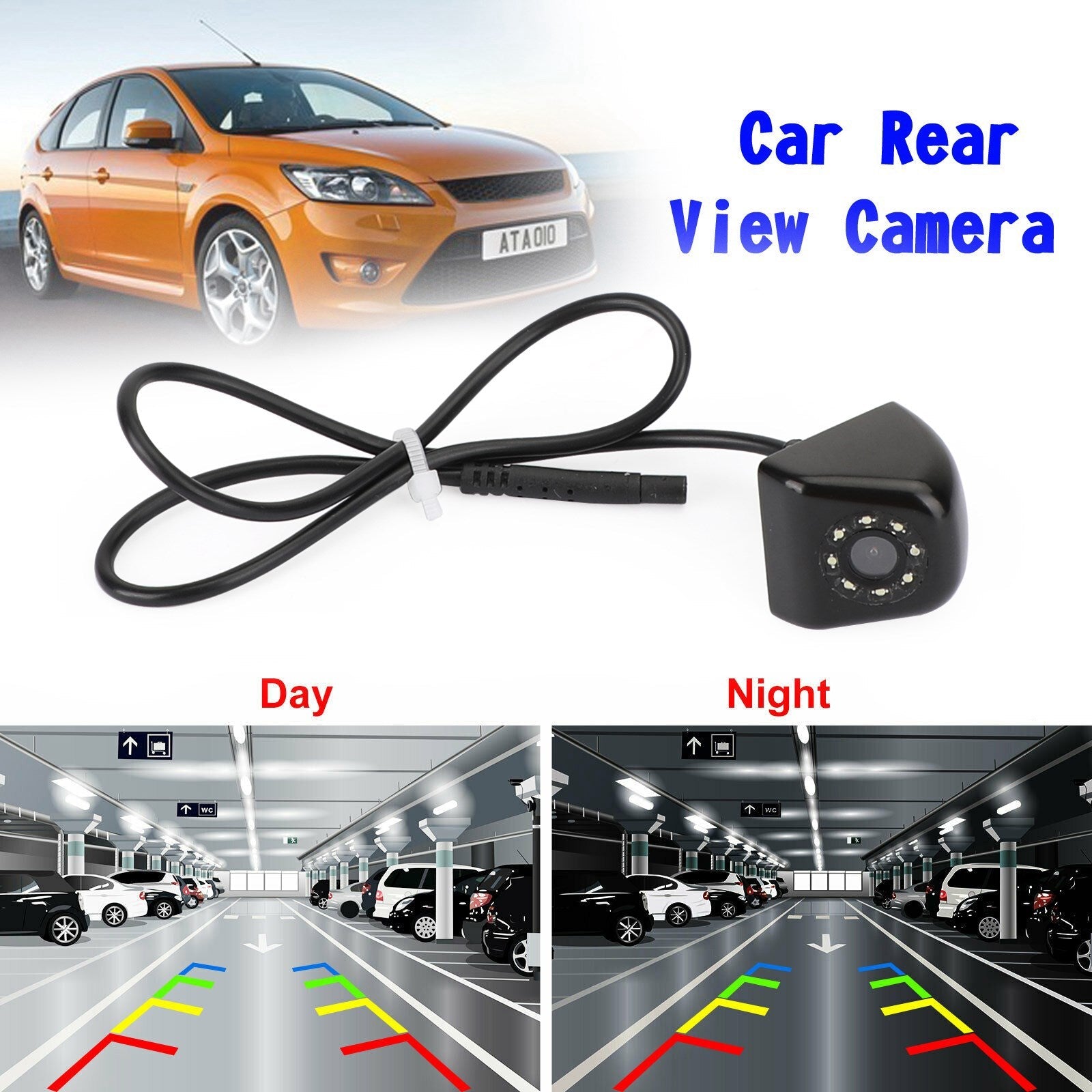 170° HD 8LED Car Rear View Reverse Backup Parking Camera Waterproof Night View